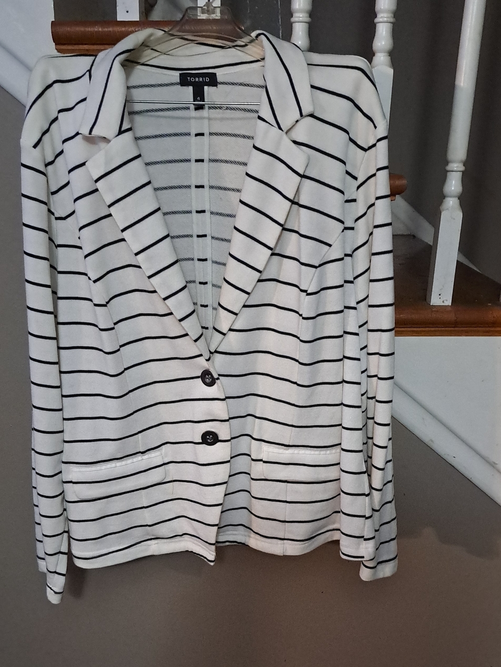 torrid White Blazer with Black Stripes